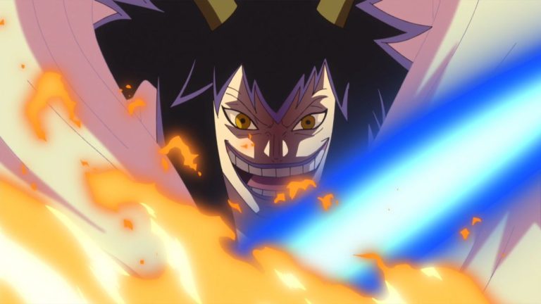 Official One Piece Episode 607 story scene from Luffy, Caesar Clown, Monet, Doflamingo, Trafalgar Law, SAD, Buffalo, Baby 5, Mocha, Nami, Chopper, Smoker, Vergo, G-5, Momonosuke, Kin’emon, and Punk Hazard