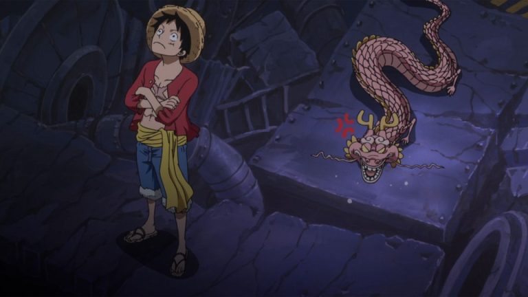 Official One Piece Episode 611 story scene from Luffy, Caesar Clown, Monet, Doflamingo, Trafalgar Law, SAD, Buffalo, Baby 5, Mocha, Nami, Chopper, Smoker, Vergo, G-5, Momonosuke, Kin’emon, and Punk Hazard