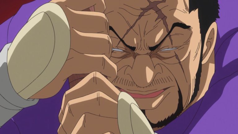 Official One Piece Episode 631 story scene from Breed, Luffy, Trafalgar Law, Caesar Clown, Kung-Fu Dugongs, Doflamingo, Ace, the Flame-Flame Fruit, Dressrosa, Fujitora, Zoro, Franky, Kin’emon, Kanjuro, the Corrida Colosseum, and the Straw Hats