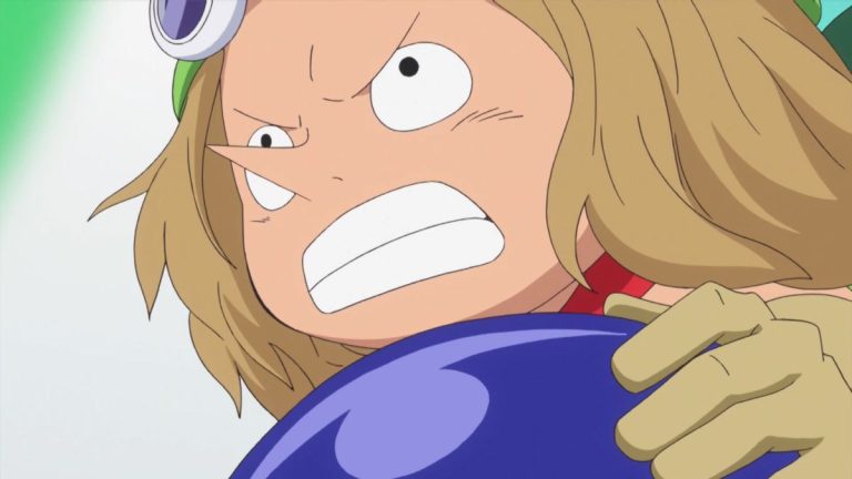 Official One Piece Episode 670 story scene from Admiral Fujitora, Doflamingo, Sabo, Rebecca, Diamante, Bartolomeo, Jesus Burgess, Pica, Zoro, Viola, Sugar, Trebol, Usopp, Robin, Leo, and the Tontatta