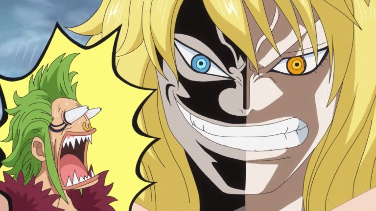Official One Piece Episode 713 story scene from Cavendish, Hakuba, Dellinger, Bartolomeo, Gladius, Robin, Leo, Princess Mansherry, Jora, Franky, Senor Pink, Russian, Gimlet, Kyros, Rebecca, Scarlett, and Diamante