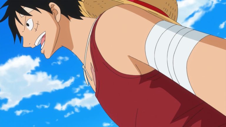 Official One Piece Episode 741 story scene from Sabo, Luffy, Ace, Dragon, Koala, Kaido, Eustass Kid, Scratchmen Apoo, Basil Hawkins, Fujitora, King Riku, Rebecca, Kyros, and the Straw Hat Pirates