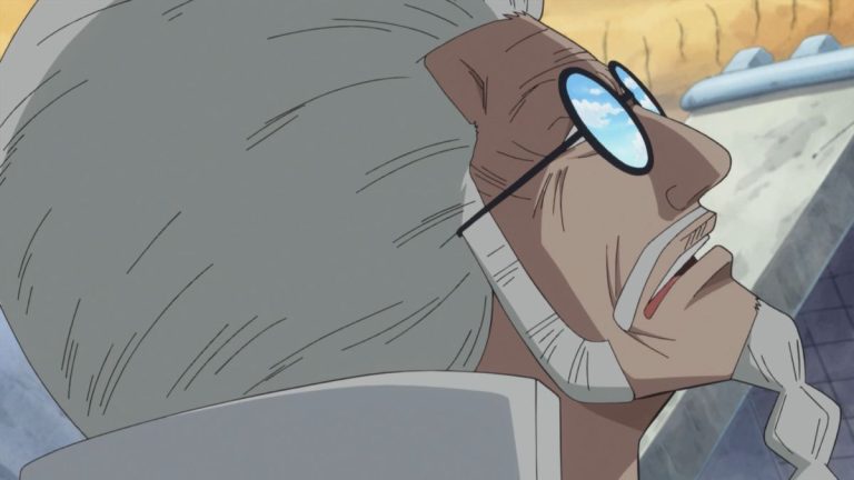 Official One Piece Episode 743 story scene from Kyros, Rebecca, Scarlett, Luffy, Fujitora, King Riku, Cavendish, Bartolomeo, Sai, Baby 5, Ideo, Leo, Hajrudin, Orlumbus, the Straw Hat Grand Fleet, Kaido, and the Worst Generation