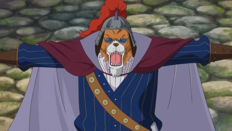 Official One Piece Episode 759 story scene from Jack, Duke Inuarashi, Master Nekomamushi, Pedro, Wanda, Carrot, the Musketeers, the Guardians, Sheepshead, Sanji, Nami, Chopper, Brook, Caesar Clown, Raizo, and the Mink Tribe