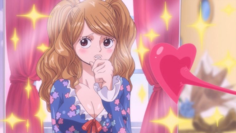 Official One Piece Episode 783 story scene from Grant, Prodi, Bonham, Zappa, Luffy, Sanji, Nami, Chopper, Brook, Carrot, Pedro, Pekoms, Yonji, Reiju, Germa 66, the Vinsmoke family, Big Mom, and the citizens of Totto Land