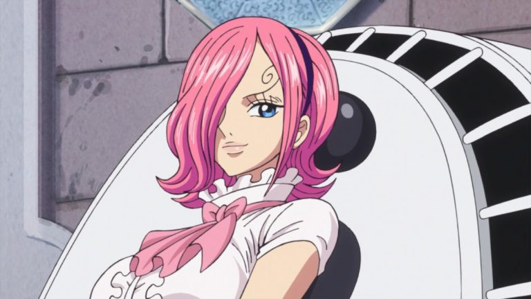 Official One Piece Episode 793 story scene from Brûlée, Luffy, Nami, Chopper, Carrot, Randolph, Sanji, Yonji, Reiju, Judge, Germa 66, Brook, Pedro, Jinbe, Bege, Pekoms, Caesar Clown, Big Mom, Perospero, Pound, Cracker, and the Homies