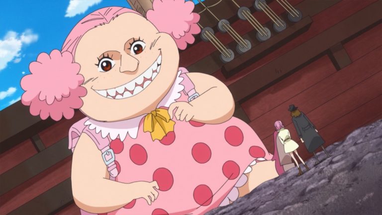 Official One Piece Episode 836 story scene from Sanji, Pudding, Luffy, Jinbe, Brook, Big Mom, Bege, Katakuri, Reiju, Judge, Germa, Caesar, Pedro, Oven, Perospero, Daifuku, Mother Carmel, young Linlin, Hajrudin, Jorul, and the Elbaf giants