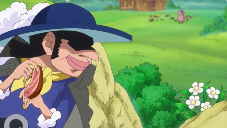 Official One Piece Episode 838 story scene from Linlin, Mother Carmel, Streusen, Big Mom, Bege, Chiffon, Pez, Sanji, Judge, Reiju, Germa, Luffy, Katakuri, Caesar, Stussy, Du Feld, Vito, Gotti, Perospero, Smoothie, Oven, and the Charlotte family