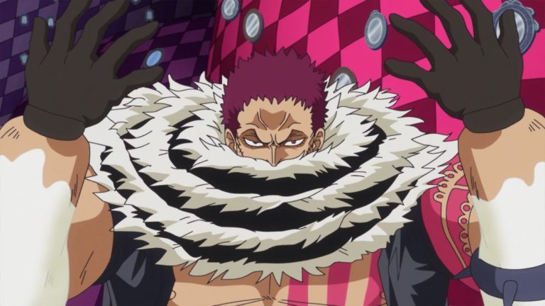 Official One Piece Episode 852 story scene from Luffy, Katakuri, Sanji, Pudding, Chiffon, Jinbe, Nami, Big Mom, Brûlée, Bege, Custard, Germa, Mogura, the WCI 31 chefs, the Sunny, Mirror World, Chocolat Town, and the Green Room