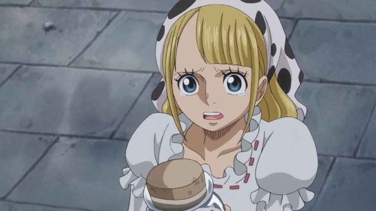 Official One Piece Episode 880 story scene from Pudding, Sanji, Carrot, Pedro, Katakuri, Brûlée, Jinbe, Luffy, Shanks, Nami, Zeus, Shirahoshi, Morgans, Koby, Rebecca, Leo, Viola, Belo Betty, Morley, Lindbergh, Karasu, Moda, Pinkbeard, Sabo, Dragon, Ivankov, Sakazuki, Kizaru, Fujitora, Green Bull, Sengoku, Ace, Bon Clay, and Whitebeard