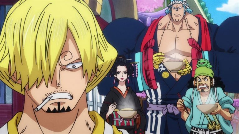 Official One Piece Episode 920 story scene from Blackbeard, Moria, Absalom, Shiryu, Catarina Devon, King, Queen, Jack, Luffy, Kid, Hyogoro, Dobon, Sanji, Toko, Franky, Usopp, Caribou, and Komurasaki
