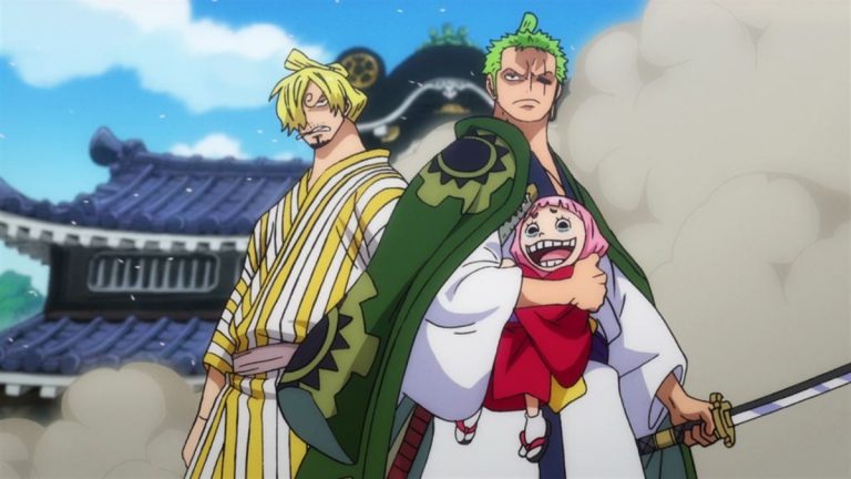 Official One Piece Episode 942 story scene from Zoro, Sanji, Toko, Orochi, Kyoshiro, Drake, Kid, Killer, Law, Hawkins, Big Mom, Queen, Luffy, Hyogoro, Chopper, Otama, Momonosuke, Okiku, Kinemon, and Shutenmaru
