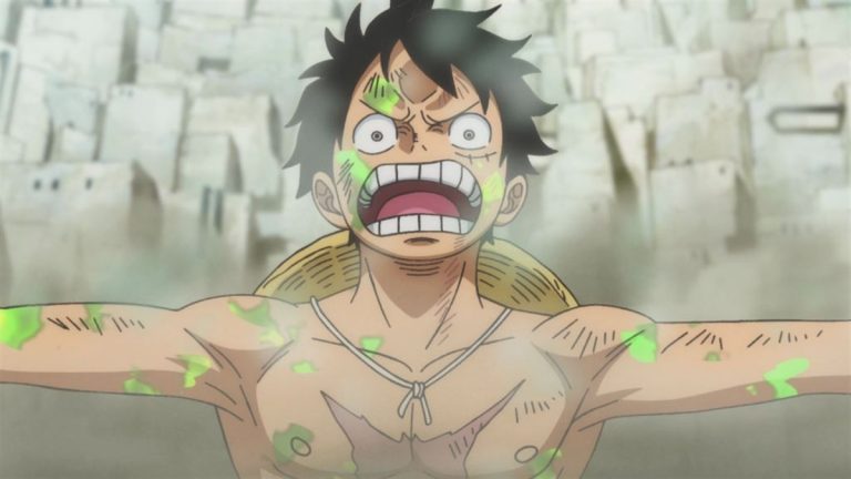 Official One Piece Episode 949 story scene from Luffy, Queen, Big Mom, Kawamatsu, Kiku, Raizo, Hyogoro, Chopper, Daifugo, Babanuki, Kid, Killer, Momonosuke, Shutenmaru, Kinemon, Zoro, Hiyori, Law, Hawkins, Drake, Bepo, Shachi, Penguin, and Nami