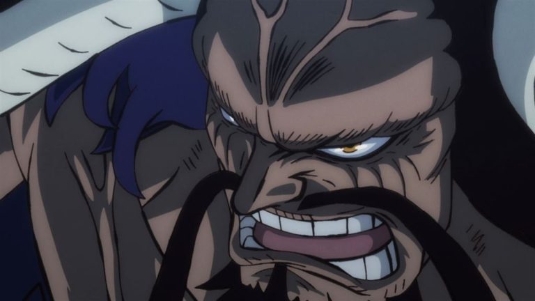 Official One Piece Episode 953 story scene from Yasuie, Toko, Robin, Nami, Franky, Kanjuro, Shutenmaru, Kinemon, Hiyori, Kawamatsu, Onimaru, Zoro, Ryuma, Enma, Law, Hawkins, Apoo, Kid, Killer, Kaido, Big Mom, Luffy, Otama, and the Straw Hats