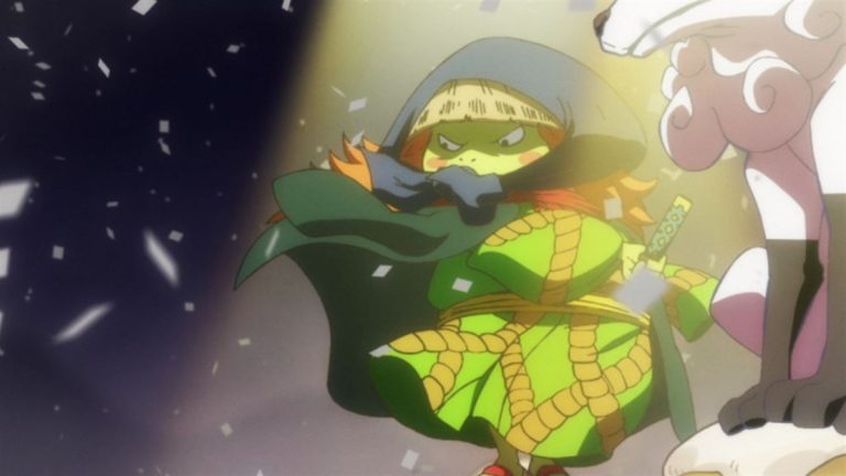 Official One Piece Episode 954 story scene from Yasuie, Toko, Robin, Nami, Franky, Kanjuro, Shutenmaru, Kinemon, Hiyori, Kawamatsu, Onimaru, Zoro, Ryuma, Enma, Law, Hawkins, Apoo, Kid, Killer, Kaido, Big Mom, Luffy, Otama, and the Straw Hats