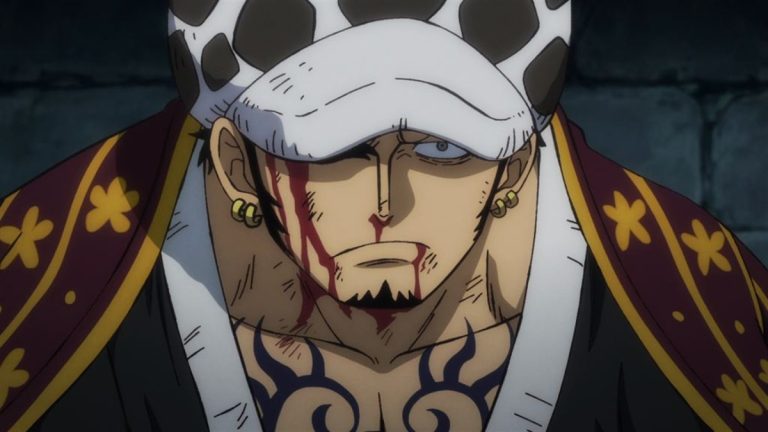 Official One Piece Episode 955 story scene from Yasuie, Toko, Robin, Nami, Franky, Kanjuro, Shutenmaru, Kinemon, Hiyori, Kawamatsu, Onimaru, Zoro, Ryuma, Enma, Law, Hawkins, Apoo, Kid, Killer, Kaido, Big Mom, Luffy, Otama, and the Straw Hats