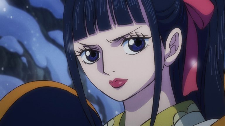 Official One Piece Episode 993 story scene from Yamato, Oden, Luffy, Kaido, Big Mom, Orochi, Kiku, Kanjuro, Momonosuke, Kinemon, Izo, Nekomamushi, Law, the Scabbards, Ulti, King, Queen, Jack, and Hyogoro