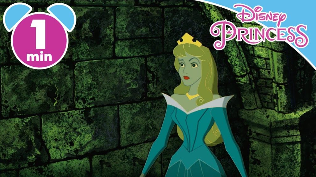 Aurora under Maleficent’s spell in the tower before the spinning wheel