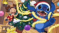 Stitch confronting Hämsterviel’s false Santa scheme in the official TV Tokyo still for Episode 13