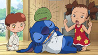 Stitch affected by the lazy yōkai in the official TV Tokyo still for Stitch anime Episode 16