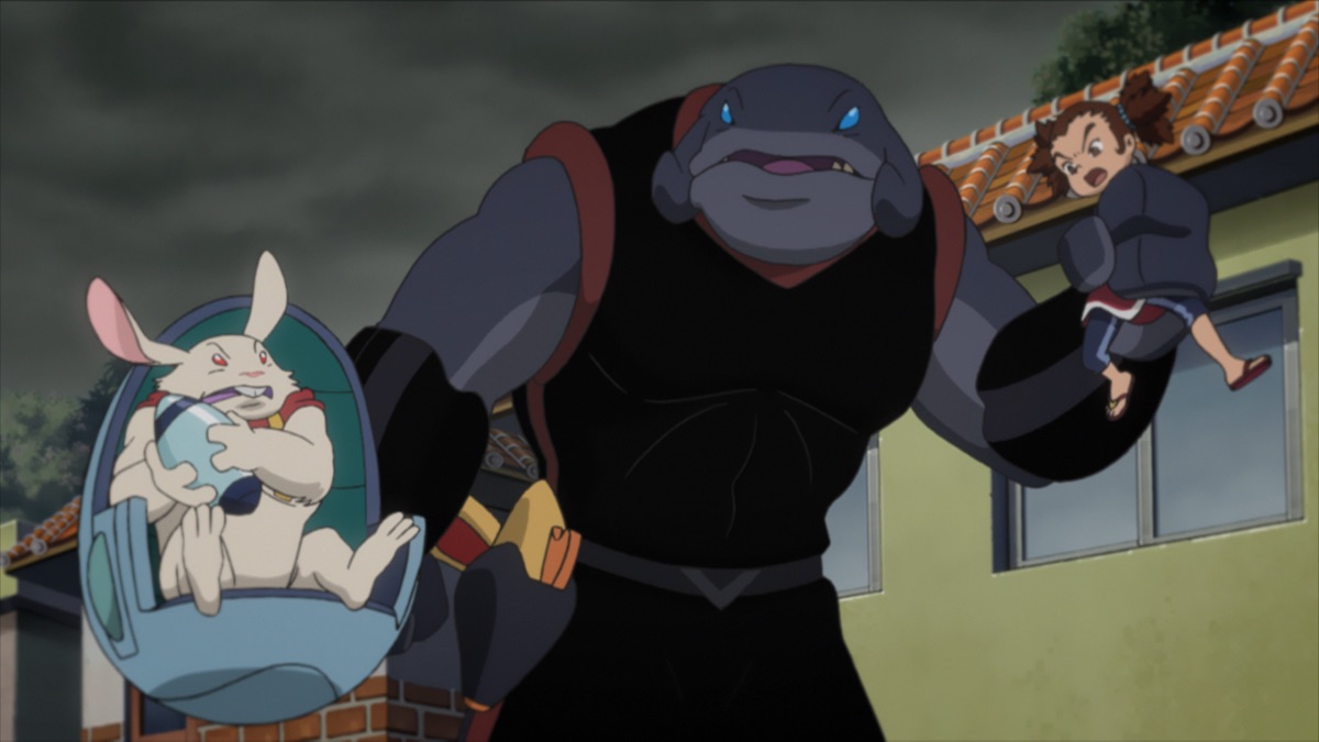 Yuna’s rescue effort during the second half of the Hämsterviel showdown in the official Apple TV still for Stitch anime Episode 25
