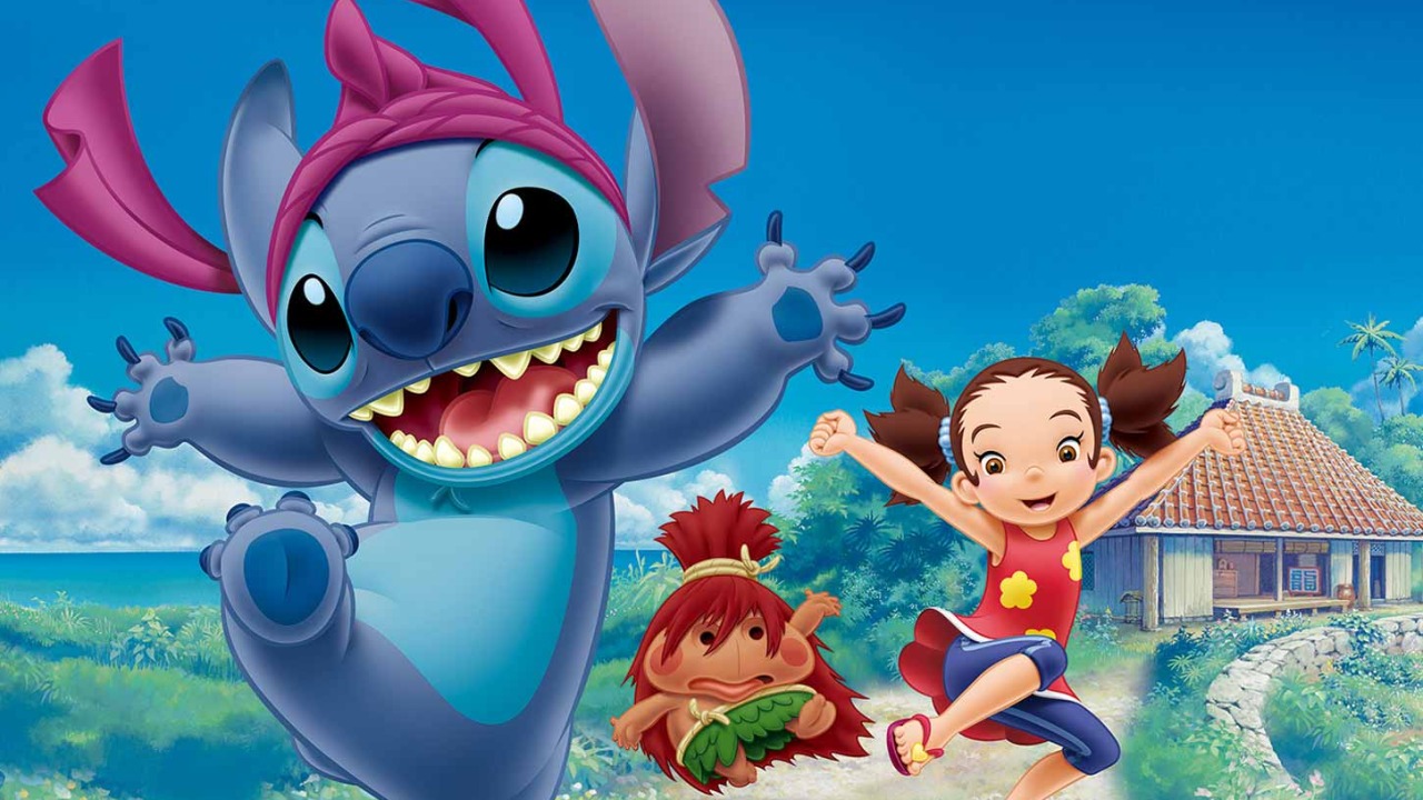 Stitch and Yuna on Izayoi Island in official Disney Japan art