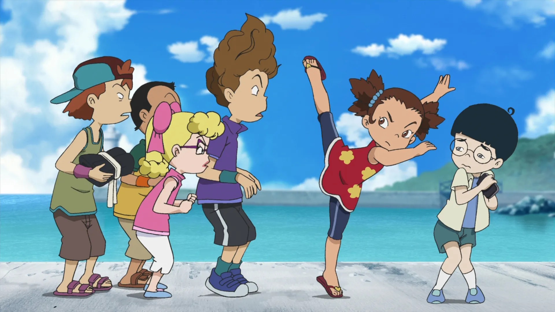 Yuna meets Stitch in the first season of the Japanese anime