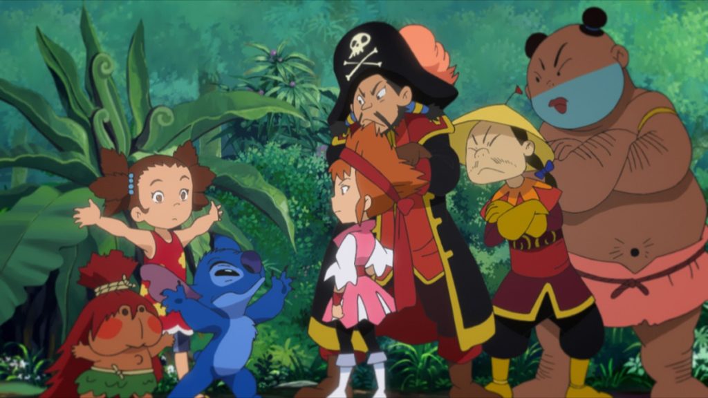 Stitch and the raised ghost ship in the official Apple TV still for Stitch anime season two Episode 5