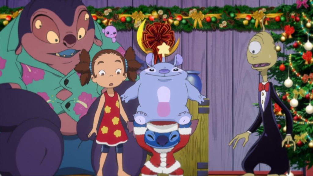 Stitch and the Christmas crisis in the official Apple TV still for Stitch anime season two Episode 9
