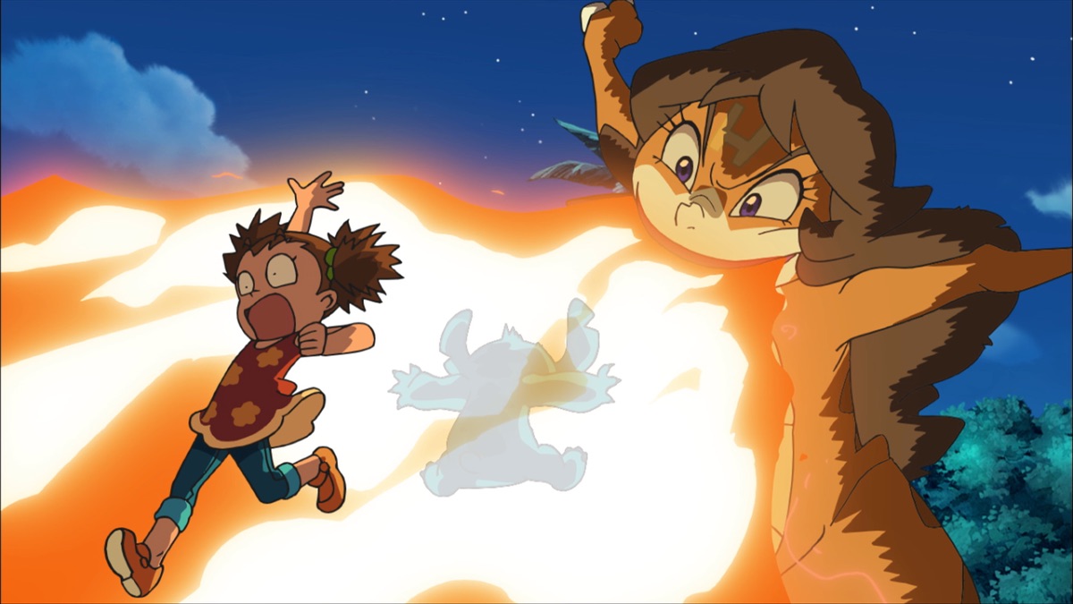 Official Apple TV still for Stitch anime production season three Episode 5, こわ~いサマーキャンプ
